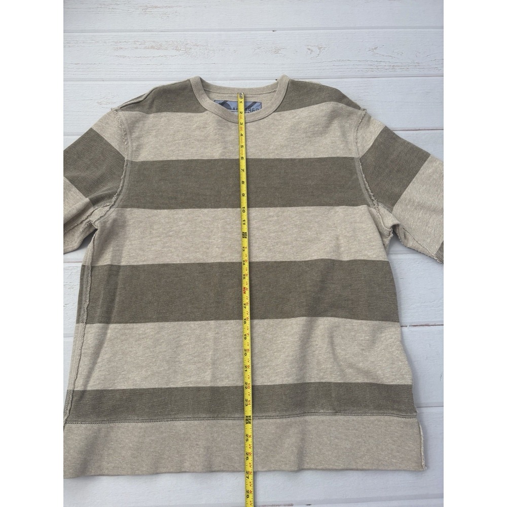 Vintage Gap Sweatshirt‎ Mens Large Tan  Pullover Crewneck Khaki Stripe Raw Edge - Picture 4 of 7